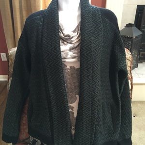 CAbi Fireside Sweater Emerald & Black Medium